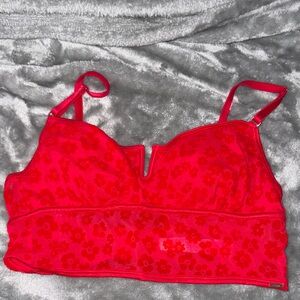 PINK Victoria's Secret Red Floral Lace Bralette